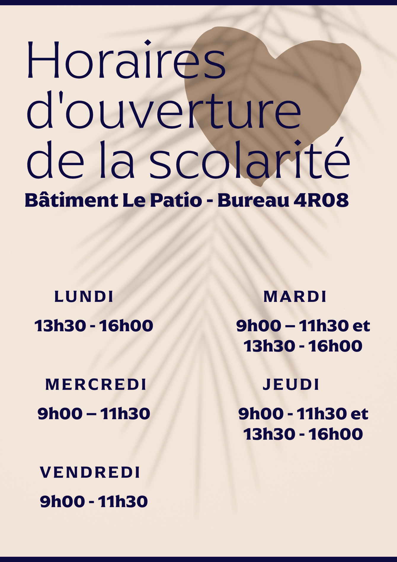 Horaires d'ouverture